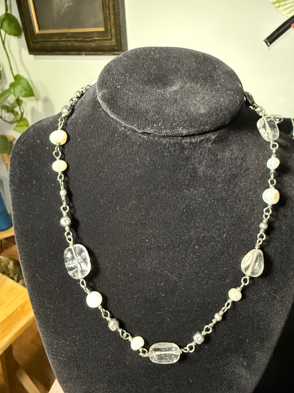 Silpada Clear quarts crystals, Pearls & Sterling Silver Beaded Women's Necklace